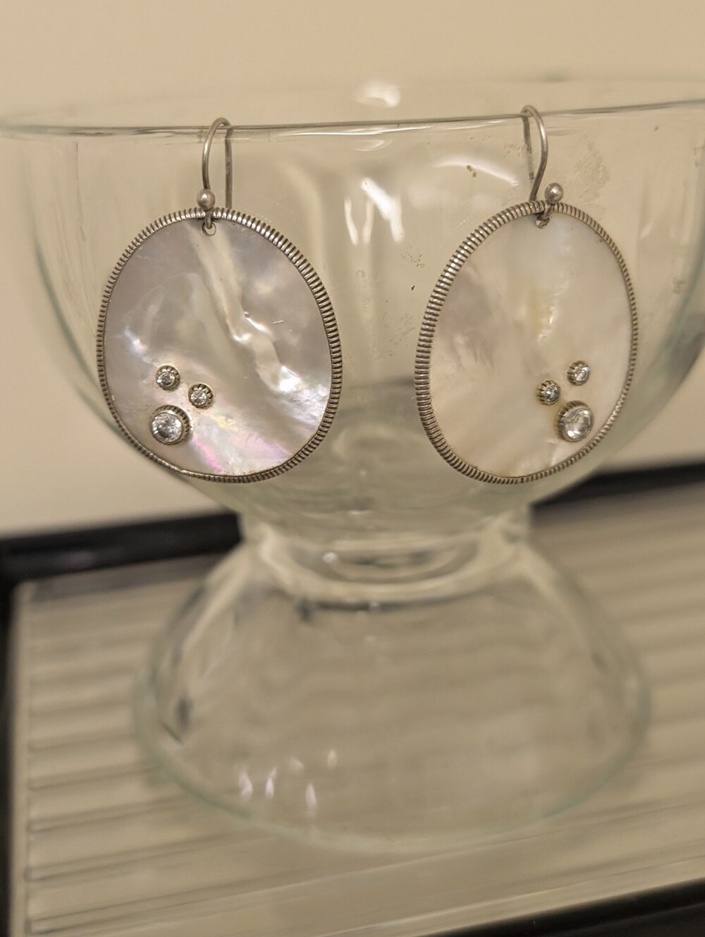 Silpada Mother Of Pearl Rhinestone Dangle Earrings